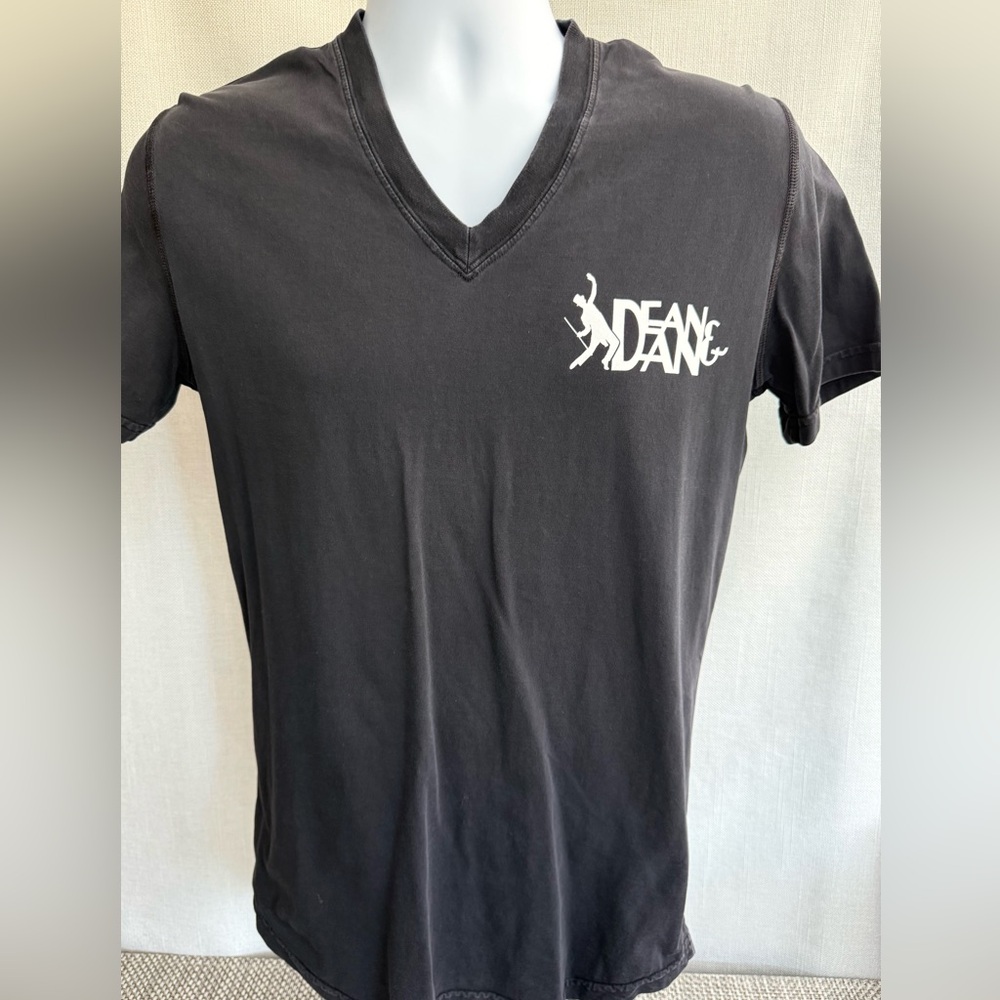DSQUARED2 Black V-Neck Tee with White Chest Logo Dean & Dan